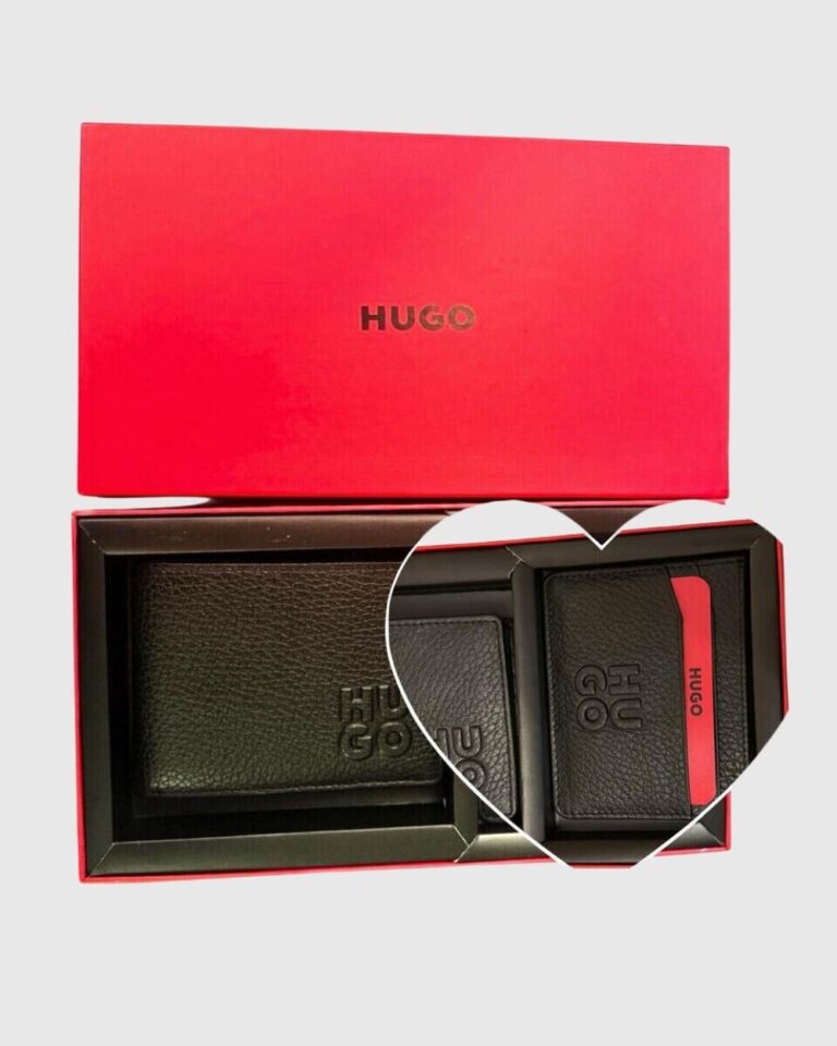 NEW Hugo Boss Mens Bifold Wallet & Card Case Holder Best Luxury Gift Set